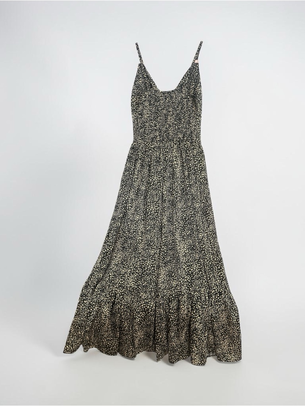 ARULA Black Maxi Dress with Cream Speckle Print NWOT - Picture 2 of 3